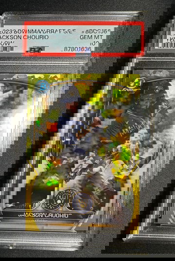 2023 Bowman Draft Sapphire Jackson Chourio Yellow Sapphire /75 PSA 10 #BDC156