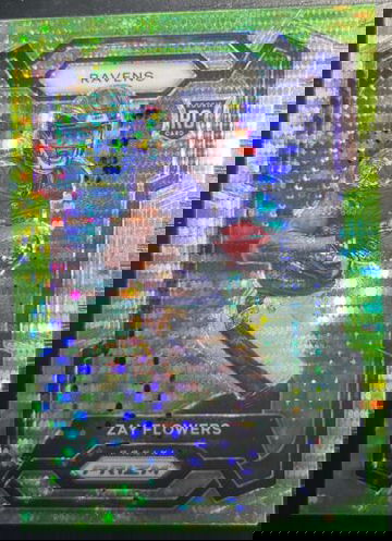 2023 Panini Prizm #307 Zay Flowers Neon Green Pulsar Baltimore Ravens RC