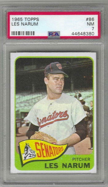 1965 Topps Baseball Card PSA 7 Les Narum #86 Washington Senators POP- 61