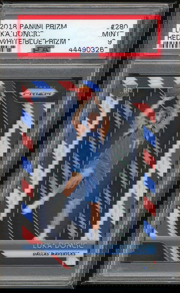 2018 Panini Prizm Luka Doncic Red/White/Blue PSA 9