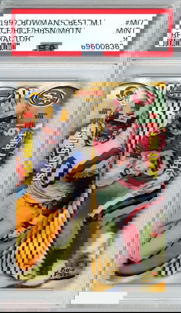 1997 BOWMANS BEST MIRROR IMAGE BRUCE RICE HARRISON MARTIN #MI7 REFRACTOR PSA 9