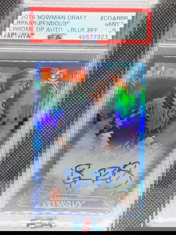 2016 Bowman Chrome Draft 1st Bryan Reynolds Draft Pick Auto Blue Refractor /150 PSA 9 Mint
