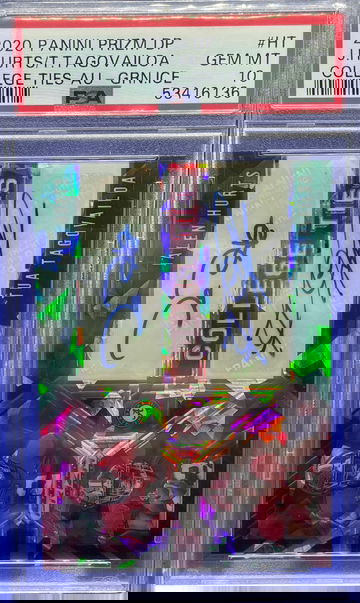 2020 PANINI PRIZM DRAFT JALEN HURTS TUA TAGOVAILOA COLLEGE TIES RC DUAL AUTO /18 PSA 10 GEM MINT ALABAMA