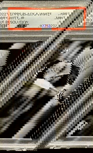 2022 TOPPS BLACK AND WHITE ROOKIE RESOLUTION RR7 BOBBY WITT JR PSA 9 ROYALS!