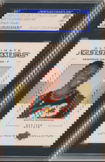 2000-01 UD ULTIMATE COLLECTION DESMOND MASON RC /250 SGC 9