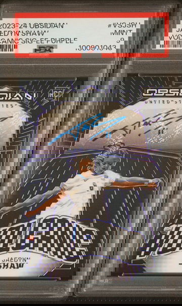 2023 PANINI OBSIDIAN JAEDYN SHAW VOLCANIC SIGNATURES PURPLE #VSJSH RC PSA 9