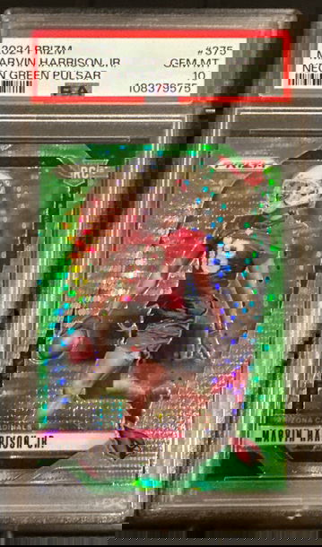 2024 Panini Prizm Marvin Harrison Jr Neon Green Pulsar PSA 10