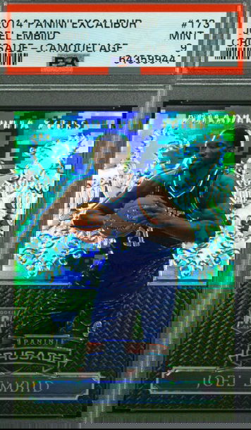 2014-15 PANINI EXCALIBUR JOEL EMBIID CRUSADE CAMOUFLAGE #173 RC PSA 9 MINT Pop 8