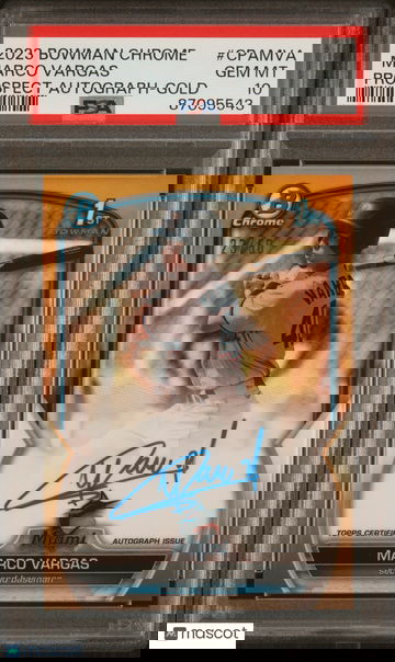 2023 Bowman Chrome Marco Vargas TRUE GOLD AUTO #/50 1st Mets #CPAMVA PSA 10