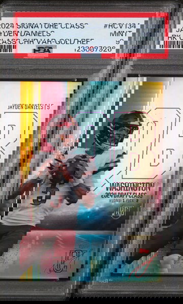 2024 Topps Signature Class Rookie Class Base Chrome Variation Gold Refractor Jayden Daniels #RCV134 101/101 PSA 9