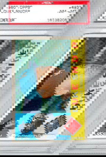 1960 Topps #493 DUKE SNIDER Dodgers HOF PSA 8 NM/MT