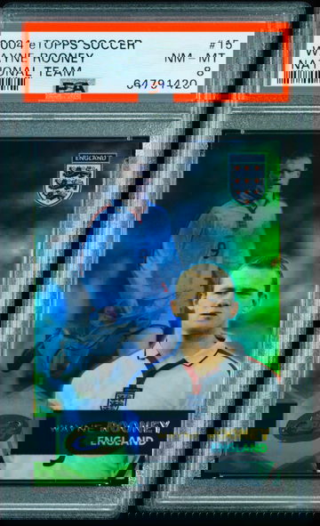 2004 ETOPPS Wayne Rooney #15 England National Team World Cup Rookie RC PSA 8