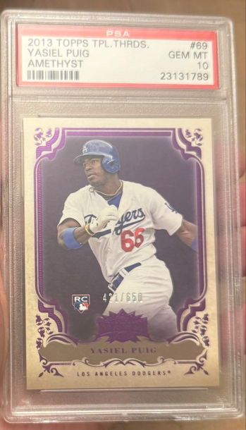 2013 Topps Triple Threads Yasiel Puig Rookie Amethyst /650 PSA 10