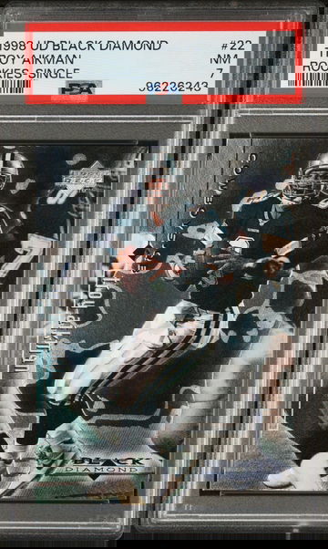 1998 DIAMOND TROY AIKMAN UPPER DECK BLACK ROOKIES ROOKIES-SINGLE #22 PSA 7