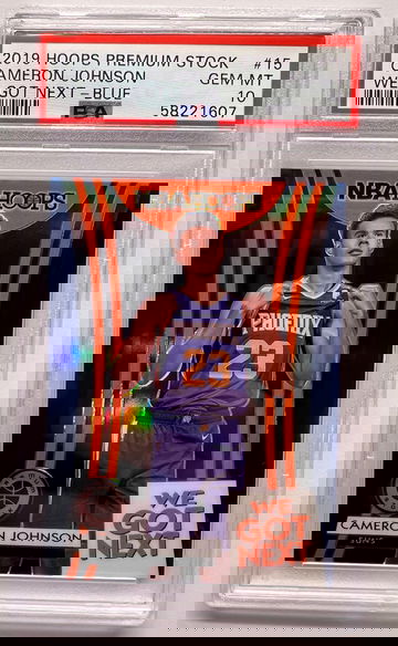 2019 panini hoops premium stock Cameron Johnson blue Prizm rc pop 4 psa 10