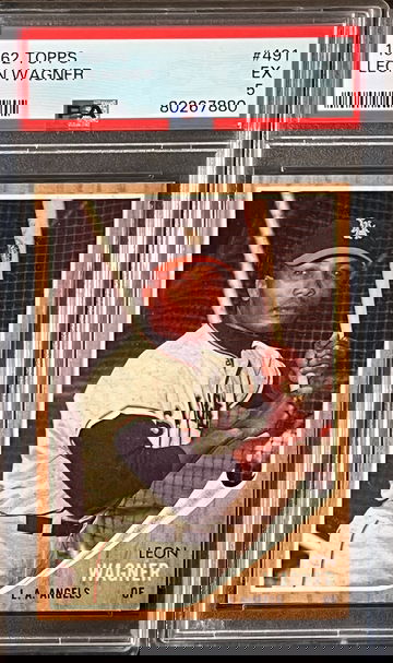 1962 Topps baseball high number Leon Wagner PSA 5