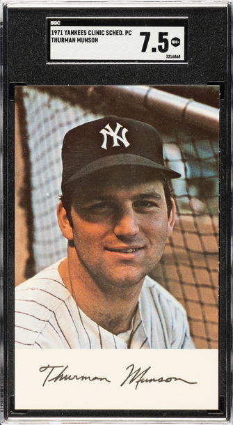 1971 New York Yankees Clinic Schedule Post Card Thurman Munson SGC 7.5 NM+