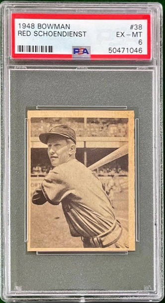 Red Schoendienst 1948 Bowman #38 St. Louis Cardinal Rookie PSA 6 EX-MT