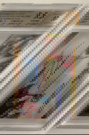 Triston Casas / Nolan Gorman 2018 Bowman Chrome Draft Dual Auto Gold Refractor 1/50 SP BGS 9.5/10