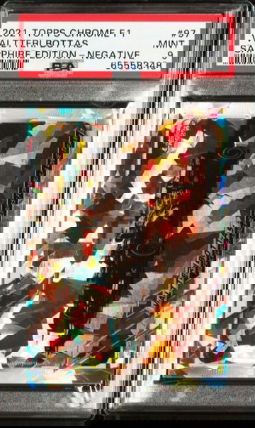 2021 TOPPS CHROME F1 SAPPHIRE VALTTERI BOTTAS NEGATIVE SP /100 #97 PSA 9 MINT