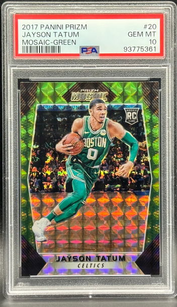 2017-18 Jayson Tatum Panini Prizm Mosaic Green PSA 10 Gem Mint #20 Rookie Card