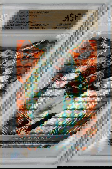 2017 Panini Spectra Neon Orange Die Cut /3 Carson Wentz BGS 9.5 Pop 1!!!