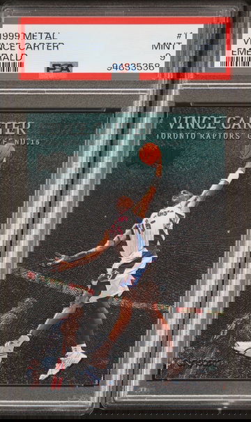 1999 VINCE CARTER METAL EMERALD #1 PSA 9 BK.A2.58