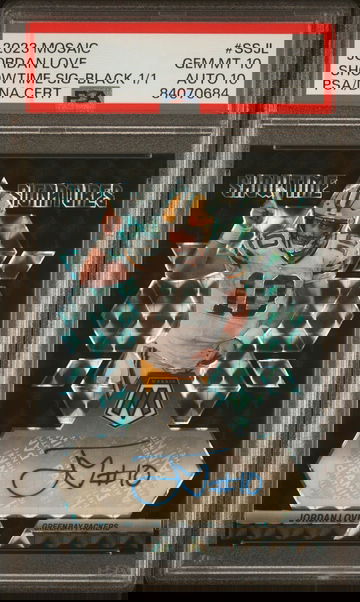 2023 Mosaic Jordan LOVE Showtime Signatures Black 1/1 Auto PSA 10/10 Packers