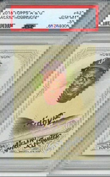 2018 TOPPS ALLEN & GINTER #42 JACKIE ROBINSON CARD DODGERS PSA 10 VERY LOW POP