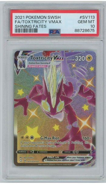2021 Pokemon Swsh FA/ TOXTRICITY VMAX SHINING FATES #SV113 PSA 10