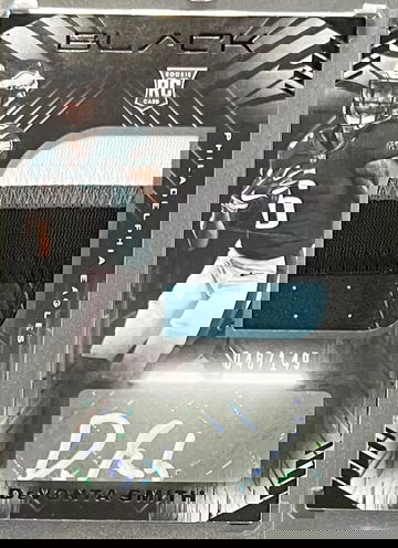 2021 DeVonta Smith Panini Black RC 4 Color Patch Auto 48/149