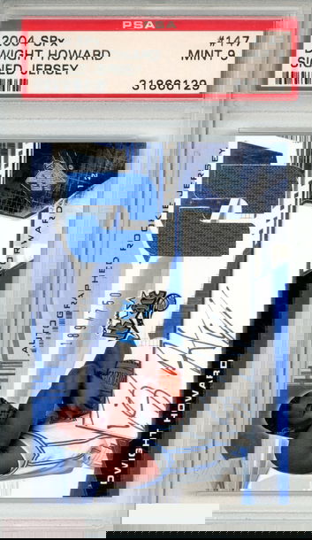 2004 SPX DWIGHT HOWARD #147 SIGNED JERSEY 189 OF 750 ROOKIE RC MAGIC PSA 9 MINT