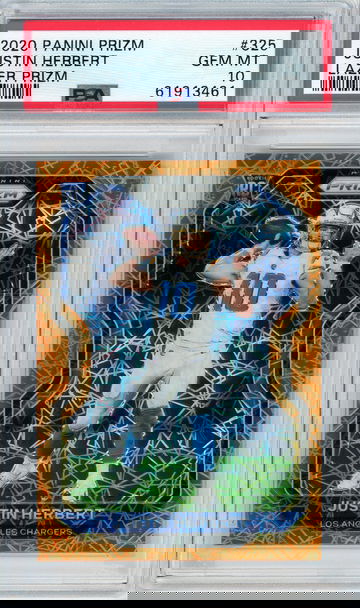 Justin Herbert 2020 Panini Prizm Orange Lazer #325 RC PSA 10 Rookie Cert #61913461