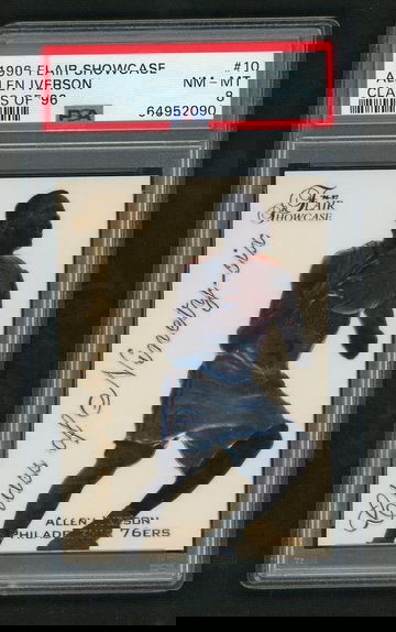 1996 Fleer Flair Showcase 10 Allen Iverson Class of Ninety-six Rookie /20 PSA 8 NM-MT Philadelphia 76ers