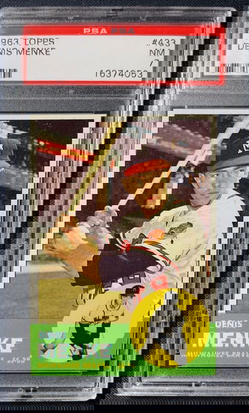 1963 Topps #433, Denis Menke, PSA 7 (Milwaukee Braves)