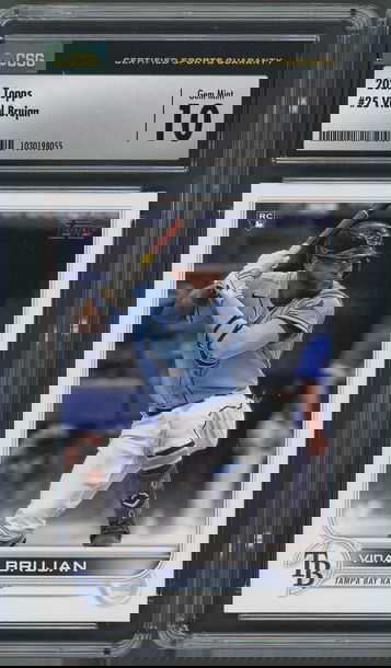 2022 Topps Series 1 Vidal Brujan RC #25 CSG 10 Gem Mint - Tampa Bay Rays