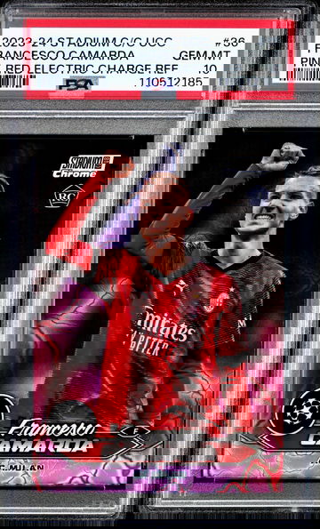 2023-24 Stadium Club Chrome UCC Francesco Camarda Pink Red Electric RC PSA 10