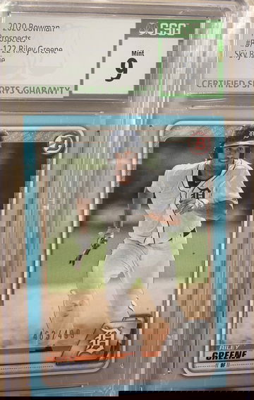 2020 Bowman Prospects Riley Greene Sky Blue 463/499