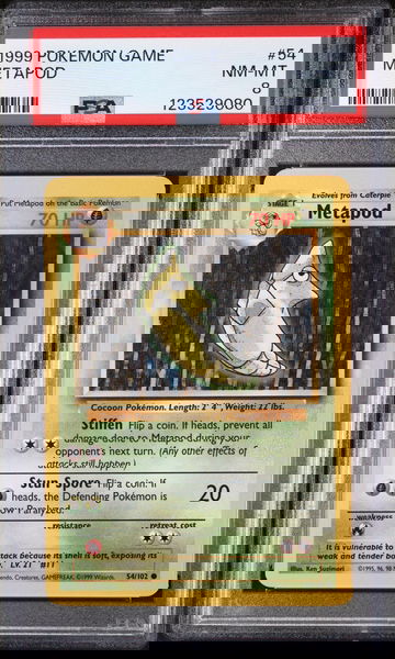 1999 Pokemon Base Set 70 Hp Corrected Metapod #54 PSA 8