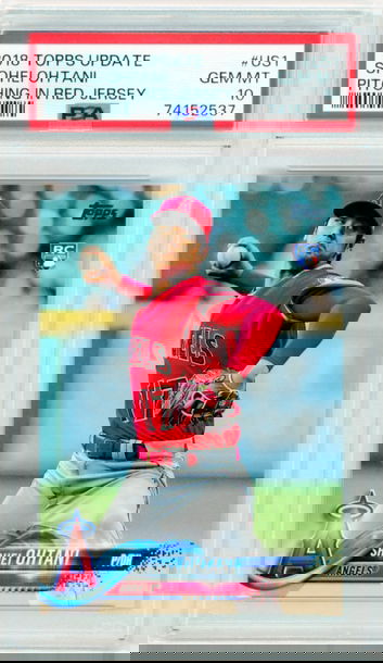 2018  Topps Update US1 Shohei Ohtani Pitching in Red Jersey PSA 10