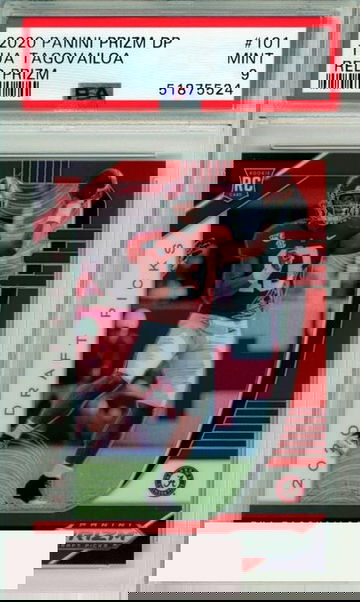 2020 PANINI PRIZM DRAFT PICKS TUA TAGOVAILOA #101 RED PRIZM ROOKIE RC PSA 9 MINT