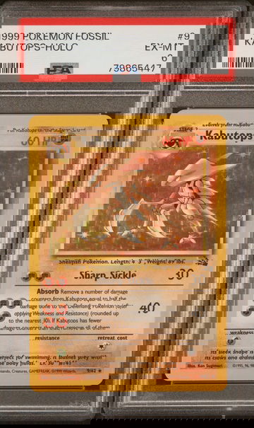 1999 Pokemon Fossil Holo Kabutops #9 PSA 6