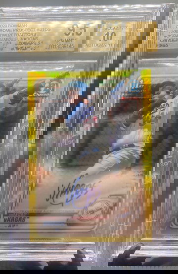 2020 bowman chrome prospects auto Miguel Vargas yellow refractors /75