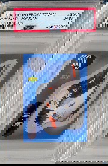 Michael Jordan 1998 Upper Deck International Stickers MJ SU6 84-86 Sneakers Air IV PSA 9