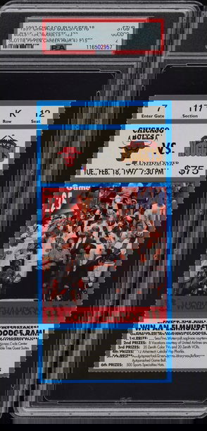 1997 Bulls vs Nuggets ticket stub Jordan Pippen career high PSA 2