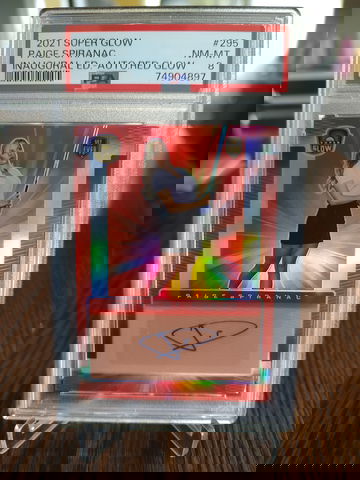 2021 Super Glow Paige Spiranac Red Auto 3/50 PSA 8