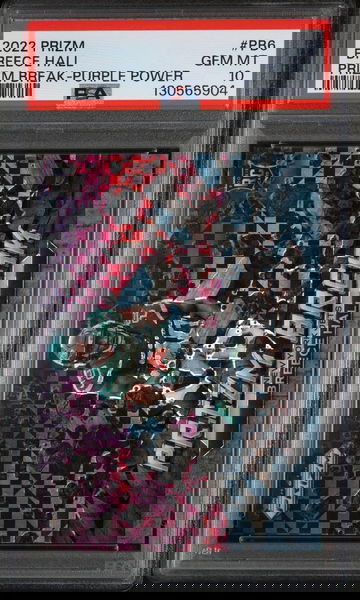 2022 Panini Prizm Prizm Break Purple Power Breece Hall #PB6 /49 PSA 10