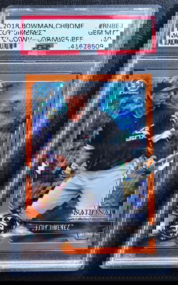 ELOY JIMENEZ 2018 BOWMAN CHROME NATIONAL CONVENTION ORANGE REFRACTOR 