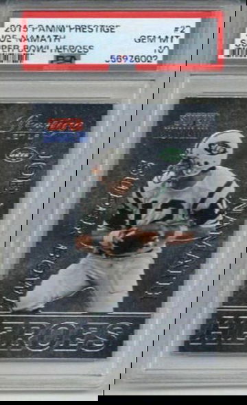 2015 PANINI PRESTIGE SUPER BOWL HEROES #2 JOE NAMATH NEW YORK JETS PSA 10