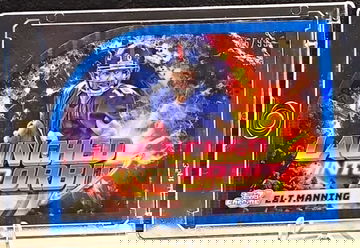 ELI MANNING  LAUNCHED INTO ORBIT  BLUE MOON REFRACTOR  #'d /99  2024 TOPPS CHROME COSMIC COLOR MATCH !